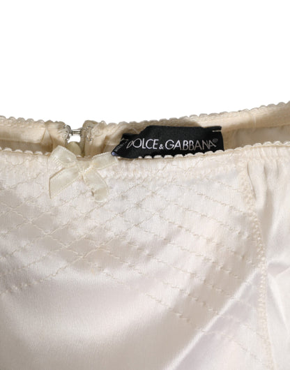 Dolce &amp; Gabbana – Hoch taillierte Miederhose aus Seide in Off-White