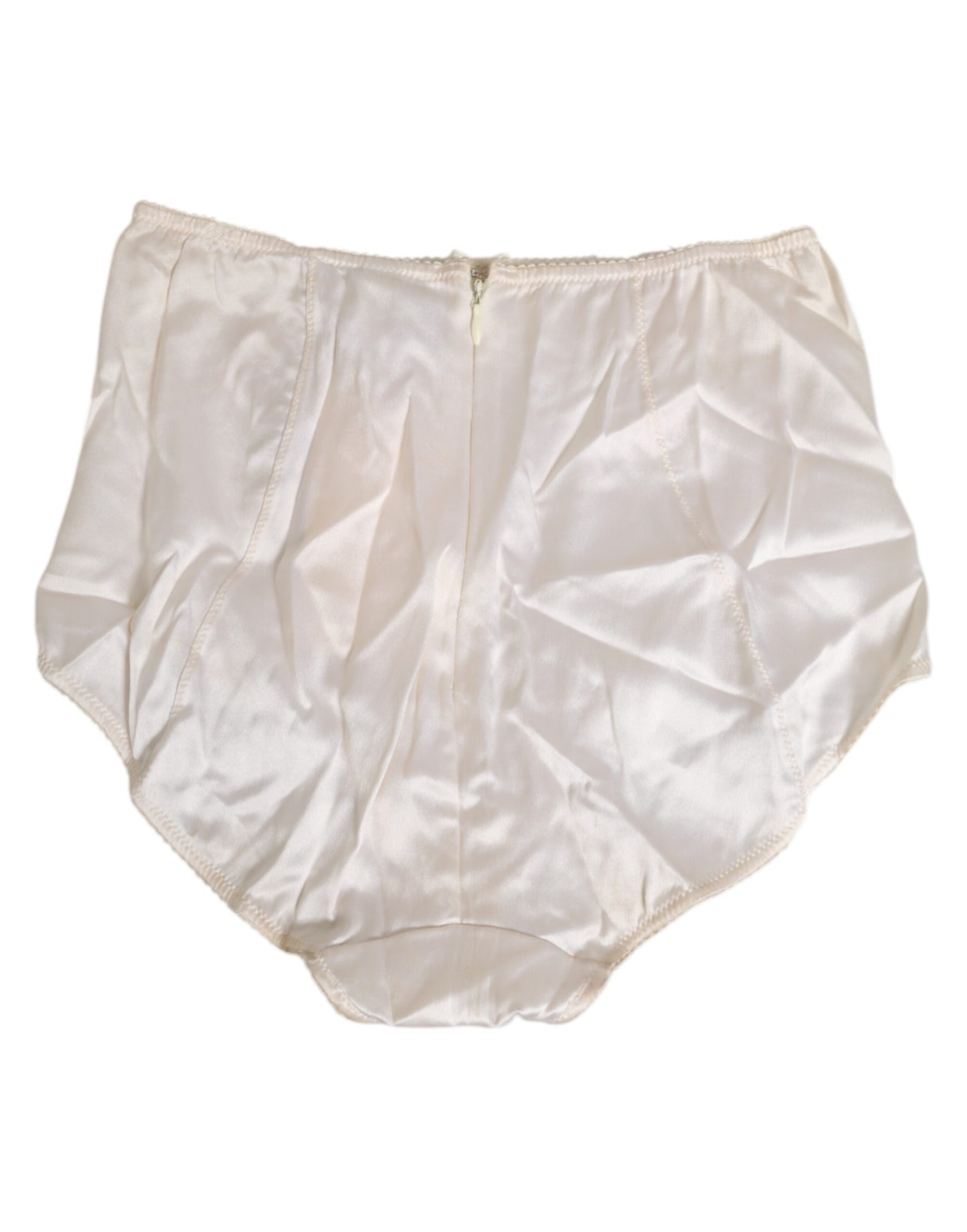 Dolce &amp; Gabbana – Hoch taillierte Miederhose aus Seide in Off-White