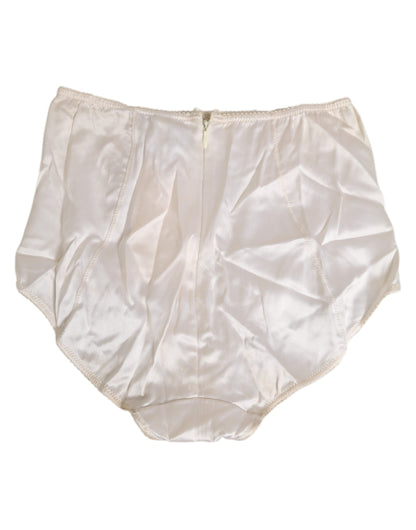 Dolce &amp; Gabbana – Hoch taillierte Miederhose aus Seide in Off-White