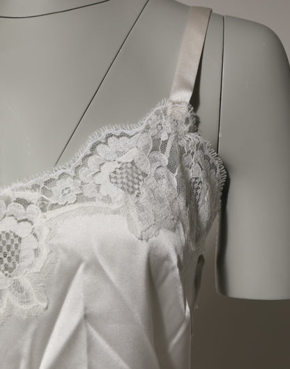 Dolce &amp; Gabbana Off White Floral Lace Tank Dessous Top Unterwäsche