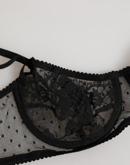 Dolce &amp; Gabbana – Balconette-BH mit Bügel und Blumenmuster in Schwarz