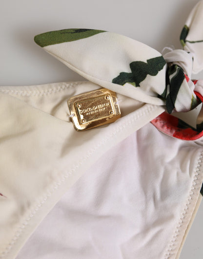 Dolce & Gabbana White Floral Swimsuit 2 Piece Top Bottom Swimwear