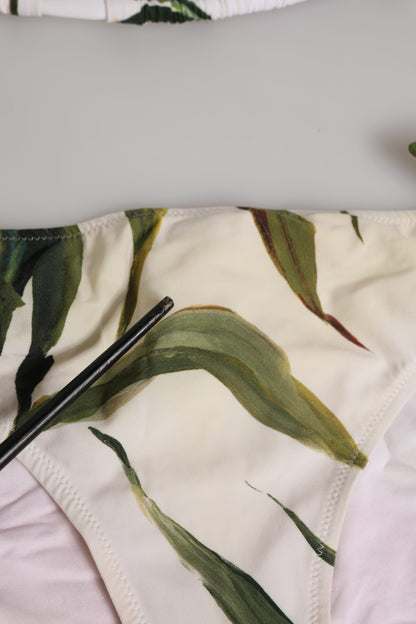 Dolce & Gabbana White Floral Swimsuit 2 Piece Top Bottom Swimwear