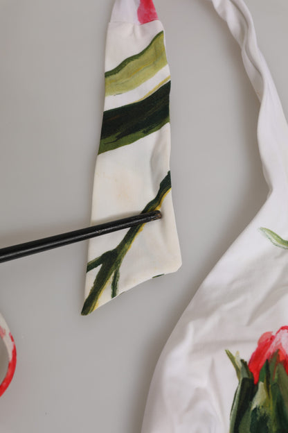 Dolce & Gabbana White Floral Swimsuit 2 Piece Top Bottom Swimwear