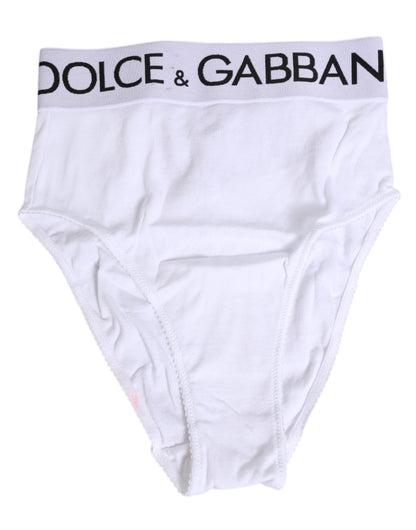 ملابس داخلية دولتشي آند غابانا بيضاء من القطن المرن بخصر مرتفع