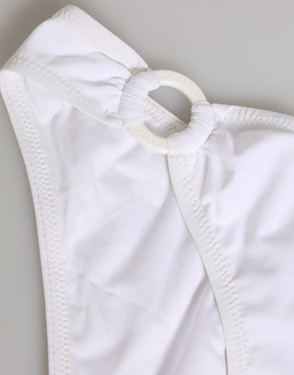 ملابس سباحة دولتشي آند غابانا بيضاء بشعار دولتشي آند غابانا، قطعتين من الأعلى والأسفل