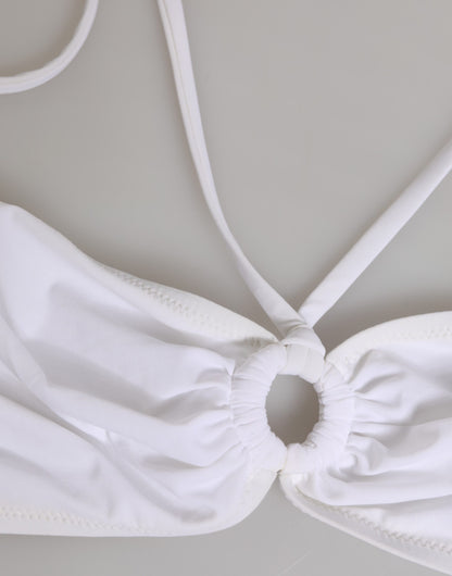 ملابس سباحة دولتشي آند غابانا بيضاء بشعار دولتشي آند غابانا، قطعتين من الأعلى والأسفل