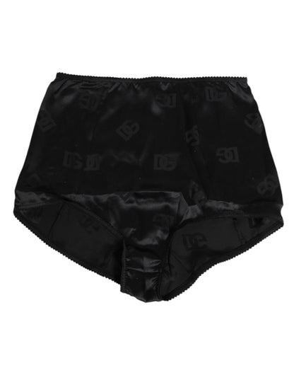 Dolce &amp; Gabbana – Schwarze, hoch taillierte Miederhose aus Stretch-Seide