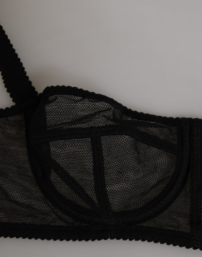 Dolce &amp; Gabbana – Balconette-BH mit Bügel und Blumenmuster in Schwarz