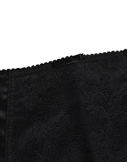 Dolce &amp; Gabbana – Schwarze Stretch-Slip-Radsportunterwäsche aus Seide für Damen