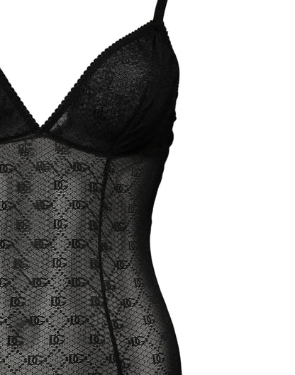 Dolce &amp; Gabbana Schwarzer Nylon-Stretch-Bodysuit, Dessous, Unterwäsche
