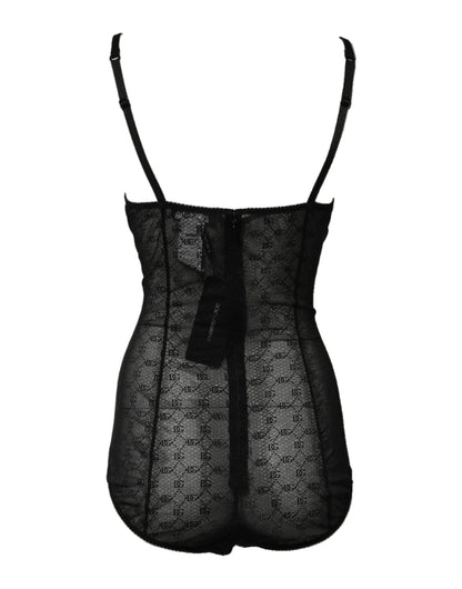 Dolce &amp; Gabbana Schwarzer Nylon-Stretch-Bodysuit, Dessous, Unterwäsche