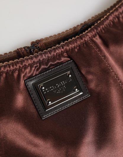 ملابس داخلية دولتشي آند غابانا حرير بني مطاطي بخصر مرتفع