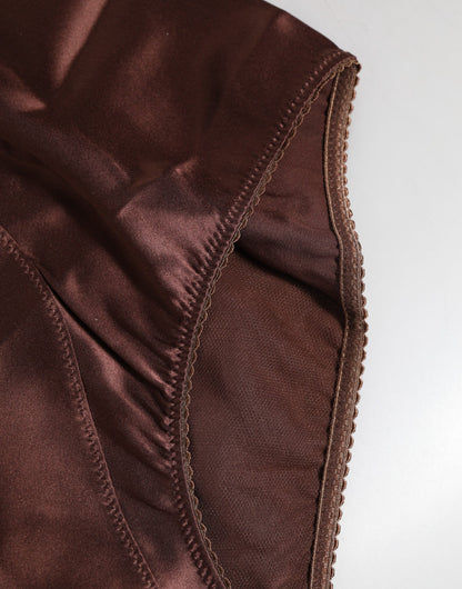 ملابس داخلية دولتشي آند غابانا حرير بني مطاطي بخصر مرتفع