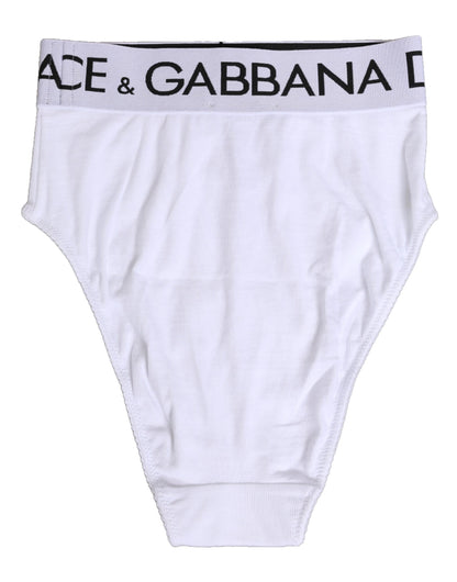 Dolce &amp; Gabbana – Weiße Slip-Unterhose aus Baumwollstretch mit hoher Taille