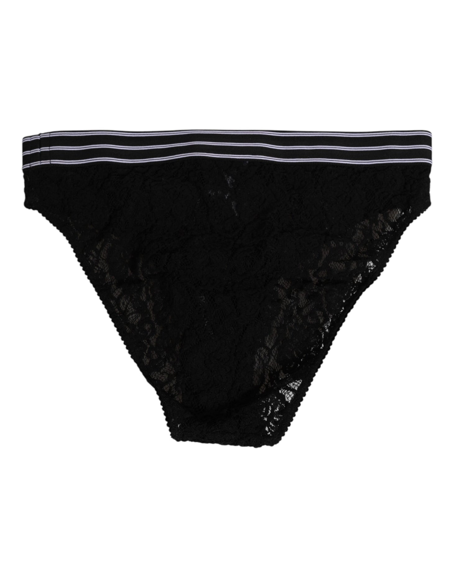 Dolce &amp; Gabbana – Schwarze Slip-Unterhose aus Spitze mit Logobund