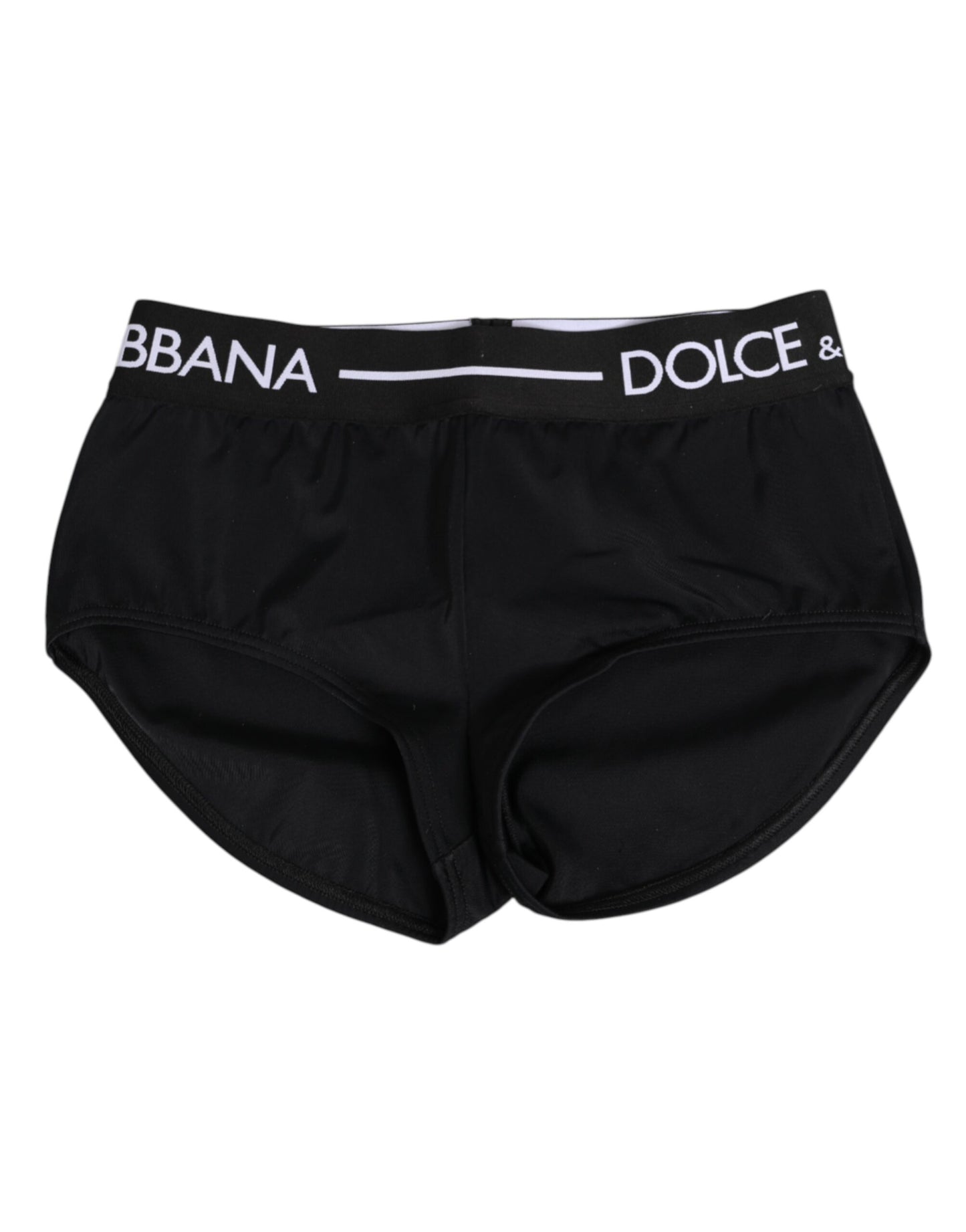Dolce &amp; Gabbana – Schwarze Nylon-Shorts mit Logobund