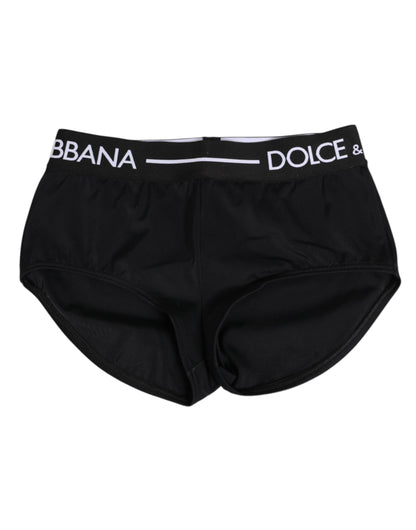 Dolce &amp; Gabbana – Schwarze Nylon-Shorts mit Logobund
