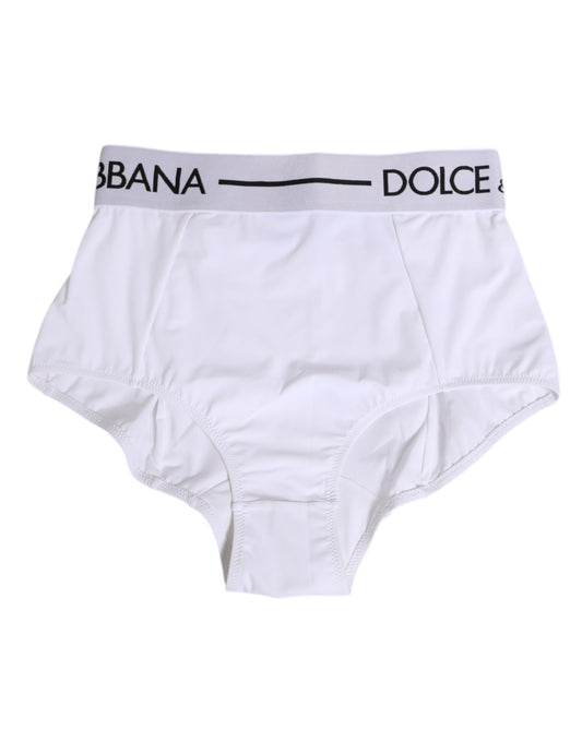 Dolce &amp; Gabbana Weiße Coulotte-Unterhose aus Nylon mit Logobund