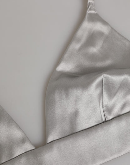 حمالة صدر دولتشي آند غابانا رمادية من الحرير والساتان بتصميم مثلث ناعم