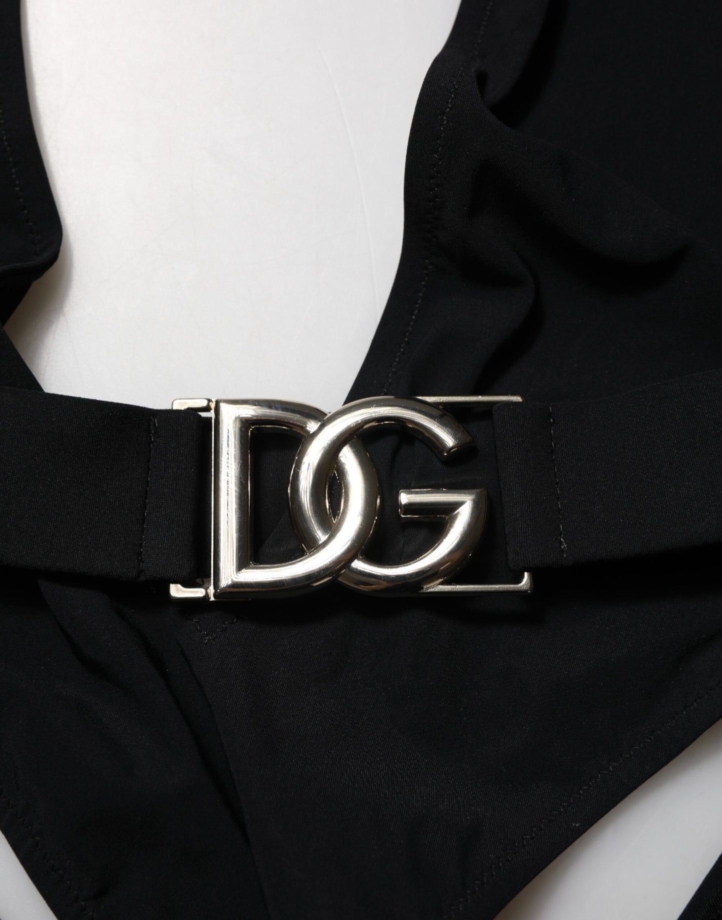 Dolce &amp; Gabbana – Schwarzer Nylon-Badeanzug mit tiefem V-Ausschnitt