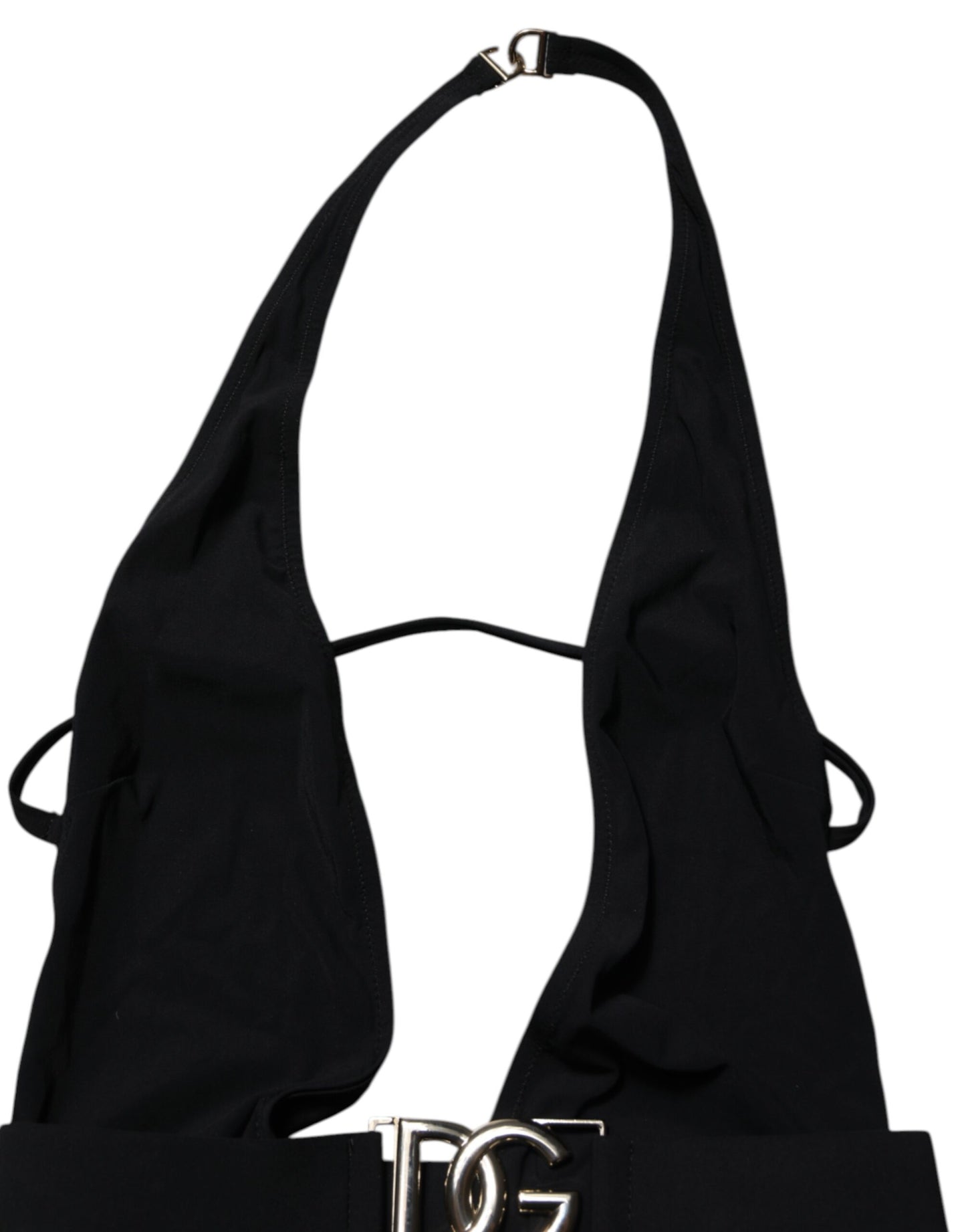 Dolce &amp; Gabbana – Schwarzer Nylon-Badeanzug mit tiefem V-Ausschnitt