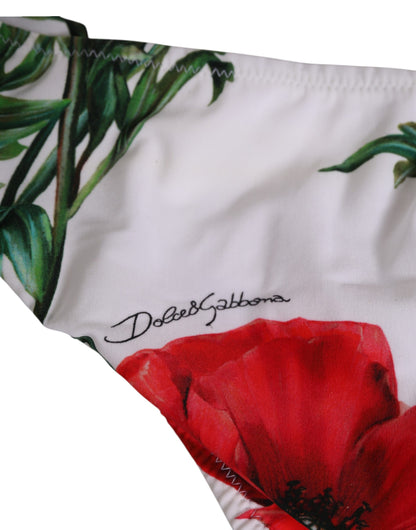 Dolce &amp; Gabbana – Weißer Badeanzug mit Blumenmuster, 2-teilig, Oberteil und Unterteil