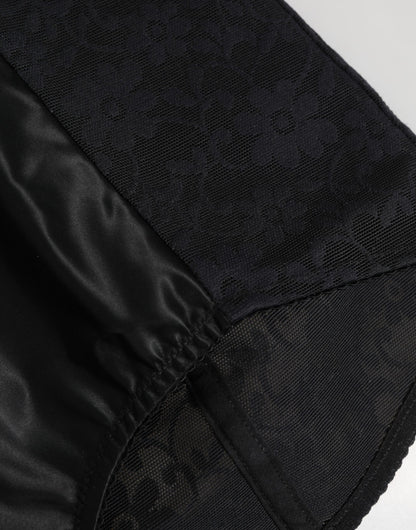 Dolce &amp; Gabbana – Kurze Unterhose aus schwarzem Nylon mit hoher Taille