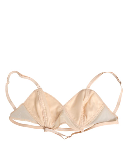Dolce &amp; Gabbana Beige Nylon Triangle Soft Cup Büstenhalter Unterwäsche
