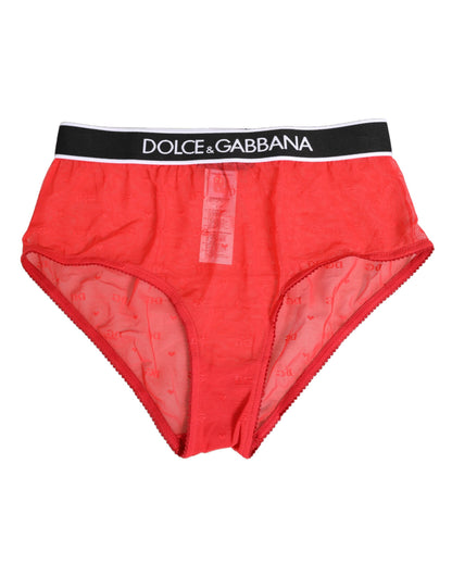 Dolce &amp; Gabbana – Slip mit rotem Nylon-Logobund und Höschen