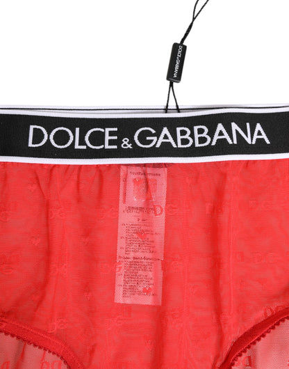 Dolce &amp; Gabbana – Slip mit rotem Nylon-Logobund und Höschen