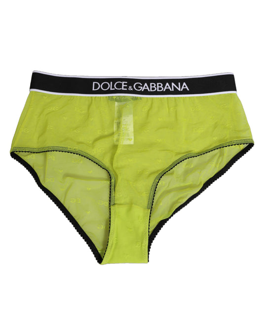 Dolce &amp; Gabbana – Grüne Nylon-Unterhose mit Logobund