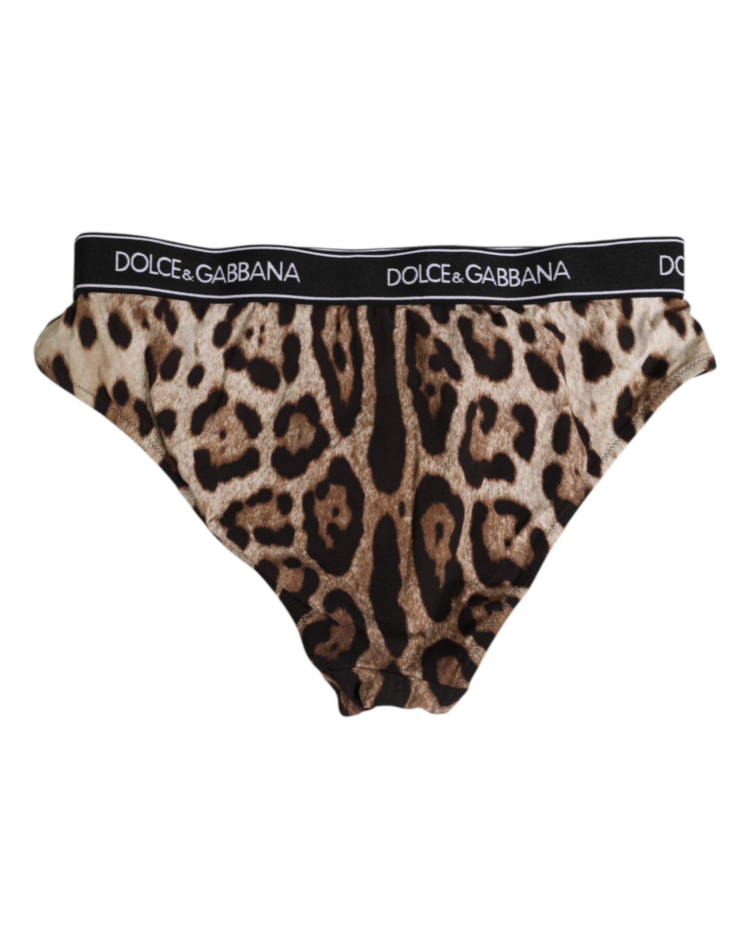Dolce &amp; Gabbana – Braune Nylon-Höschen mit Leopardenmuster und hoher Taille