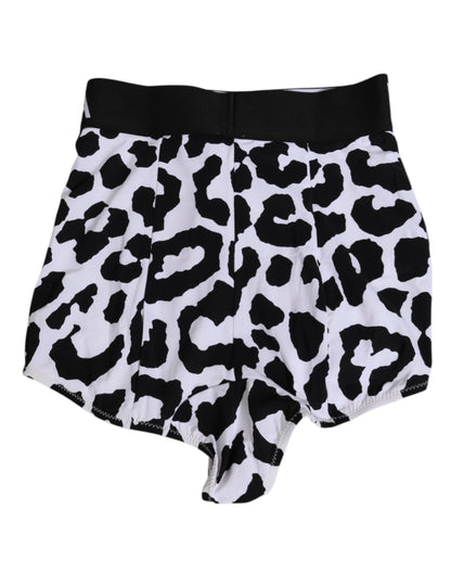 Dolce &amp; Gabbana – Weiße Nylon-Hüftmiederhose mit Leopardenmuster und hoher Taille
