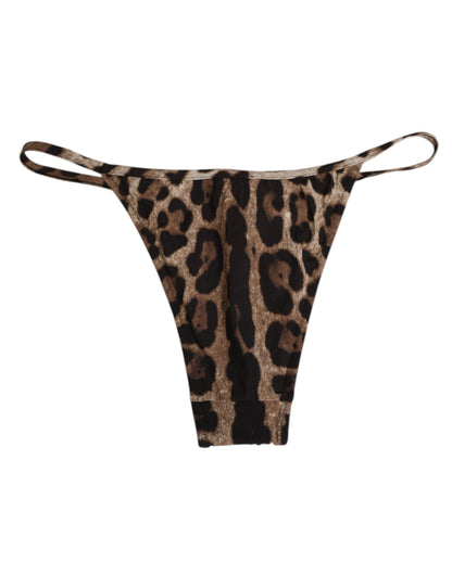 Dolce &amp; Gabbana – Braune Leoparden-Triangel-Tanga-Höschenunterwäsche