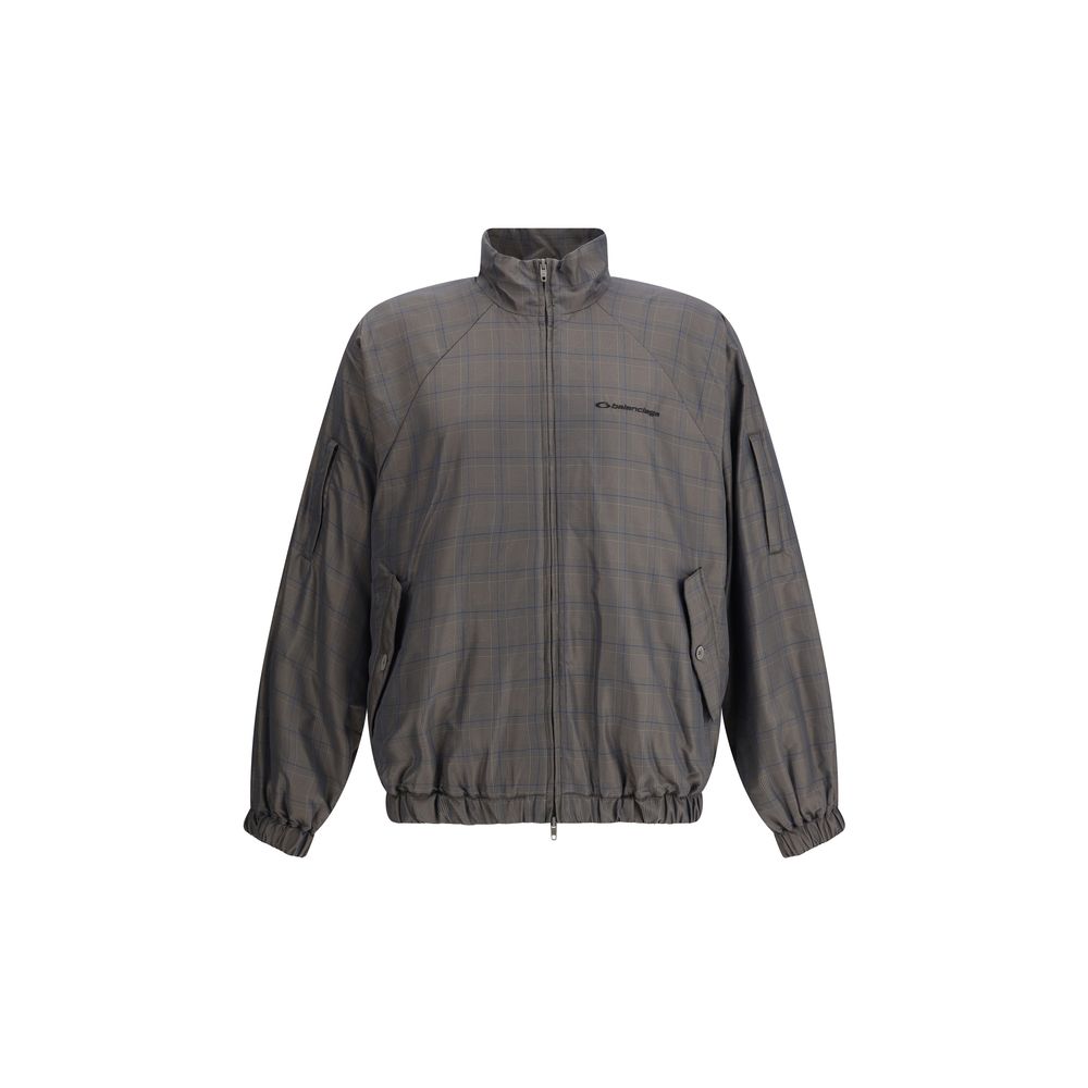 Balenciaga Reißverschlussjacke mit braun-blauem Karomuster