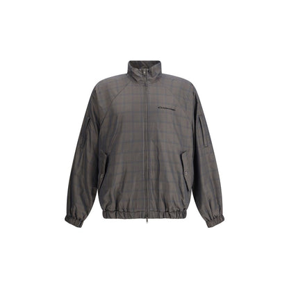 Balenciaga Reißverschlussjacke mit braun-blauem Karomuster