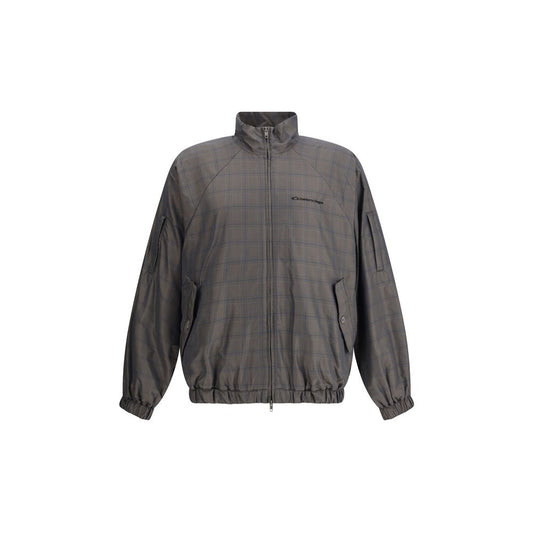 Balenciaga Reißverschlussjacke mit braun-blauem Karomuster