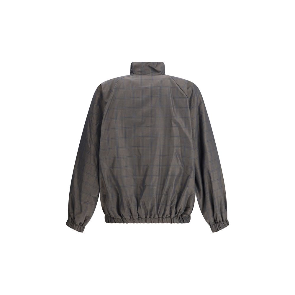 Balenciaga Reißverschlussjacke mit braun-blauem Karomuster