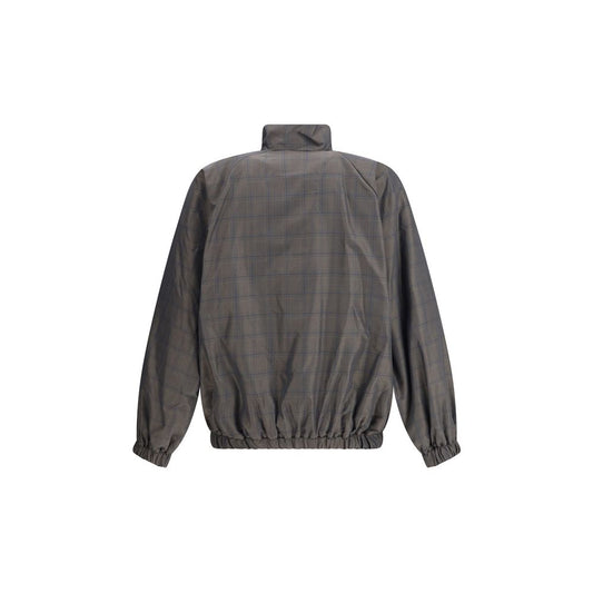 Balenciaga Reißverschlussjacke mit braun-blauem Karomuster