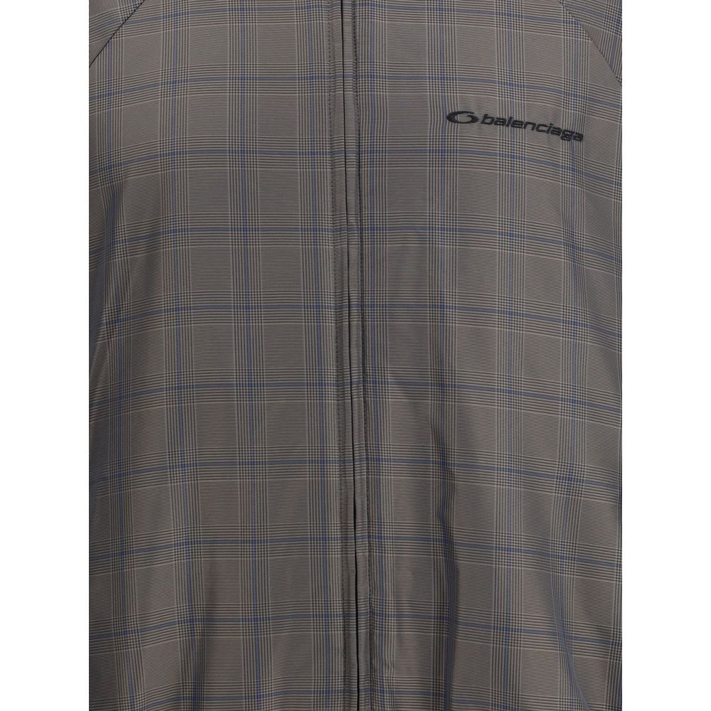 Balenciaga Reißverschlussjacke mit braun-blauem Karomuster