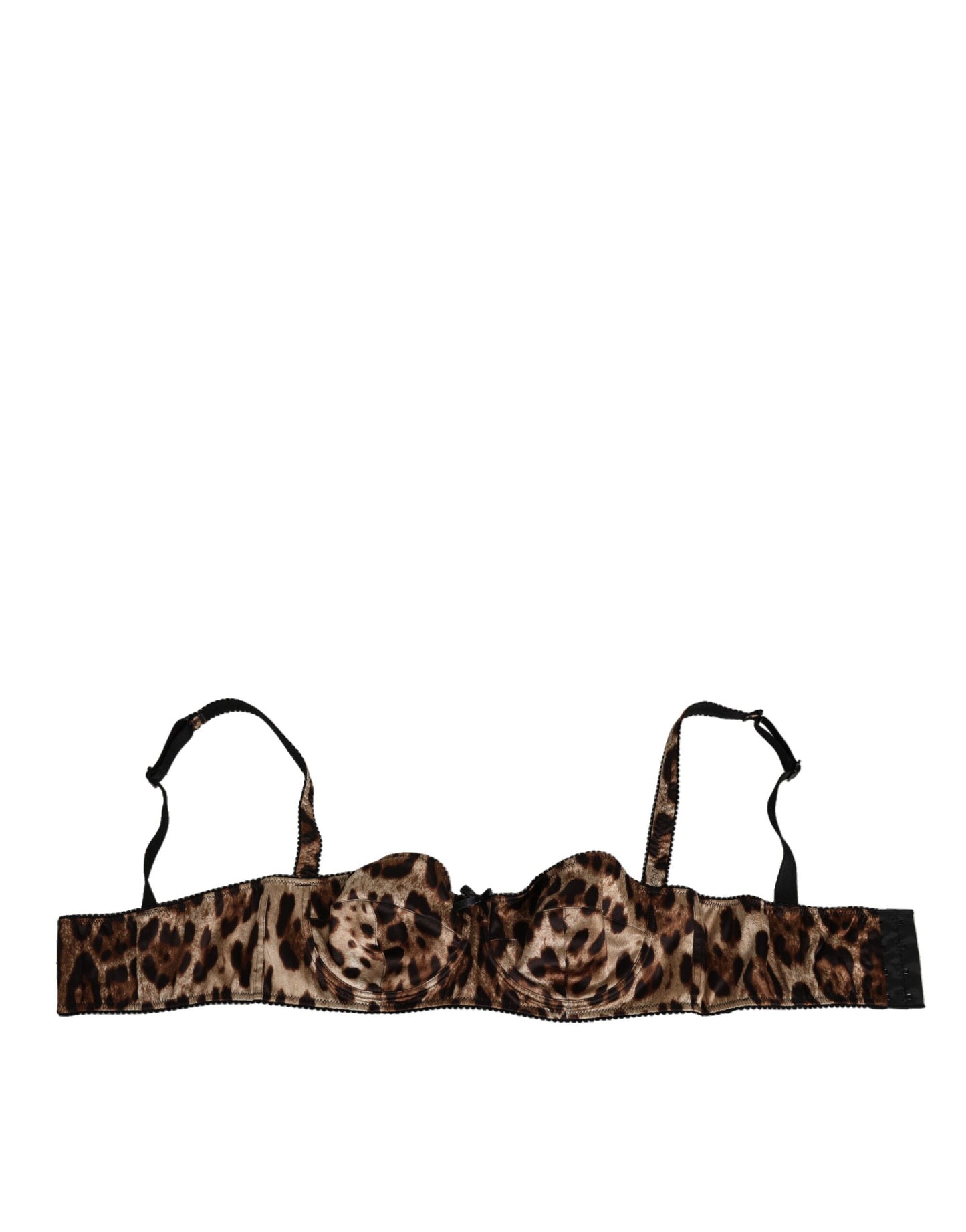 Dolce &amp; Gabbana Braune Balconnet-BH-Unterwäsche aus Seide mit Leopardenmuster