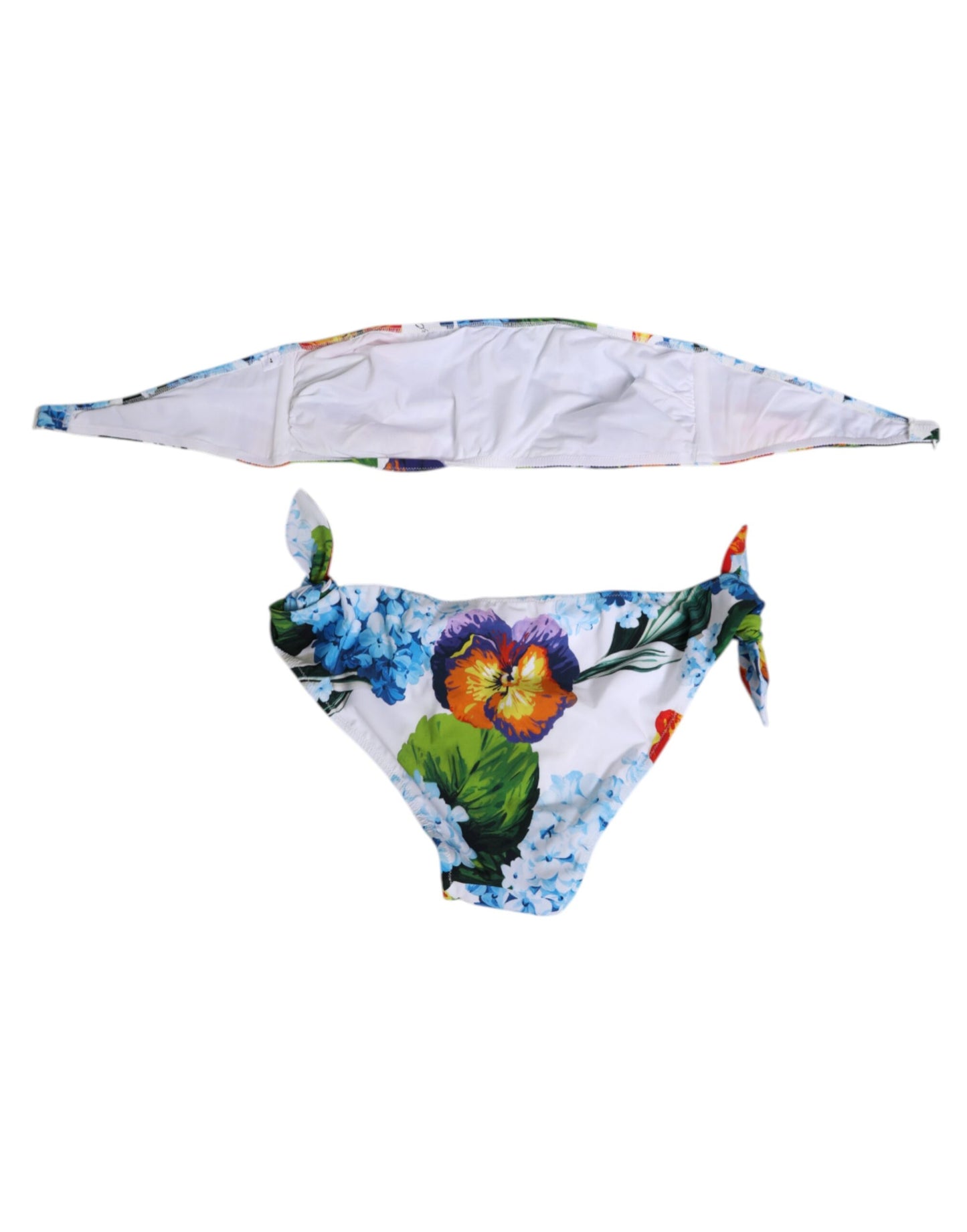 ملابس سباحة دولتشي آند غابانا بيضاء مزينة بالزهور، قطعتان من الأعلى والأسفل