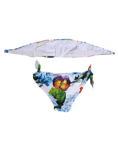 ملابس سباحة دولتشي آند غابانا بيضاء مزينة بالزهور، قطعتان من الأعلى والأسفل