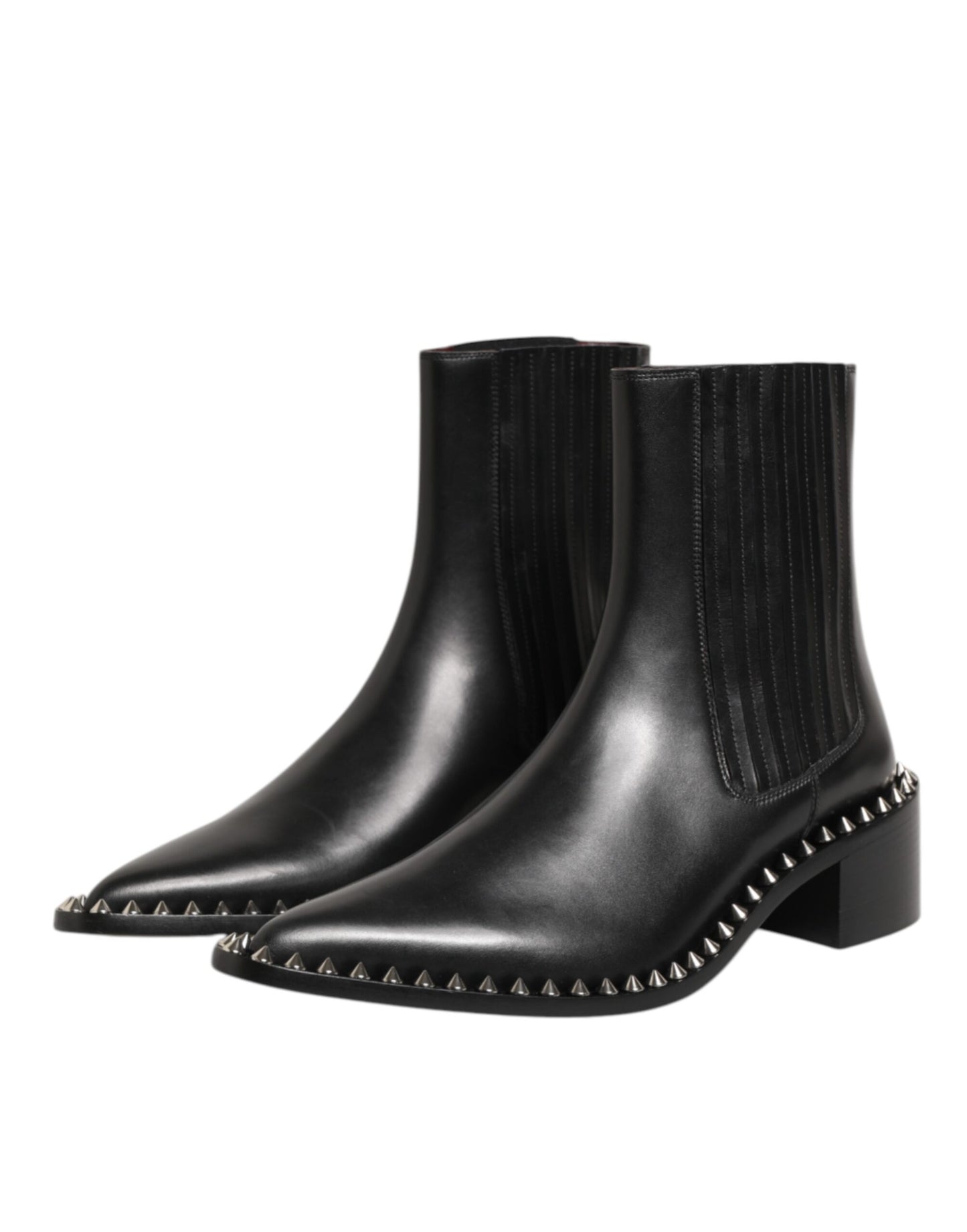 Dolce &amp; Gabbana Schwarze Lederstiefel mit Nieten für Herren