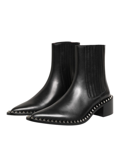 Dolce &amp; Gabbana Schwarze Lederstiefel mit Nieten für Herren