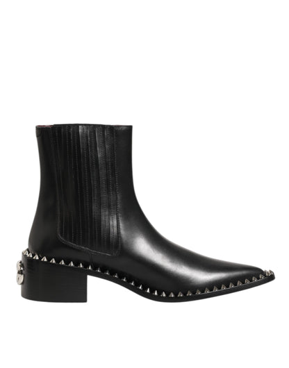 Dolce &amp; Gabbana Schwarze Lederstiefel mit Nieten für Herren