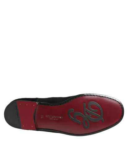 حذاء تشيلسي رجالي من دولتشي آند غابانا مصنوع من الجلد الأسود والفراء