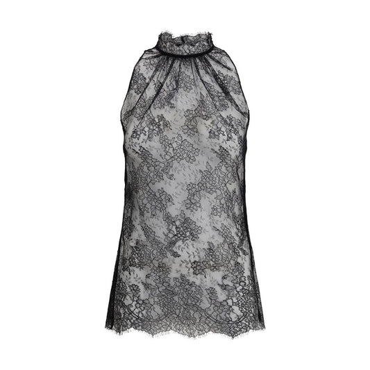 Ärmelloses schwarzes Spitzentop von Alexander McQueen