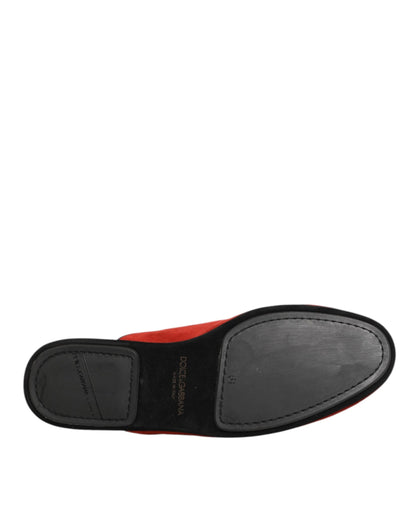 Dolce &amp; Gabbana Rote Wildleder DG King Herren Hausschuhe Schuhe